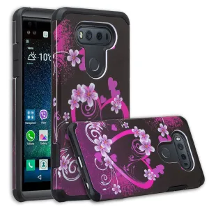 LG V20 Case, Slim Dual Layer Protective Armor Hybrid Case for LG V20 - Heart Lillies