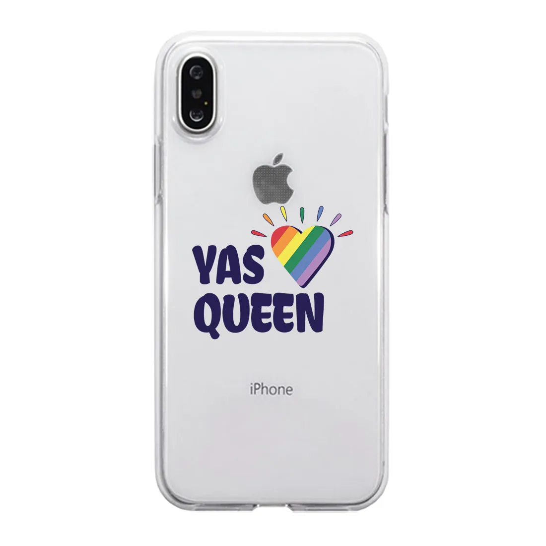 LGBT Yas Queen Rainbow Heart Clear Phone Case