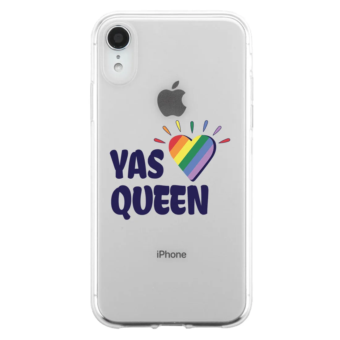 LGBT Yas Queen Rainbow Heart Clear Phone Case