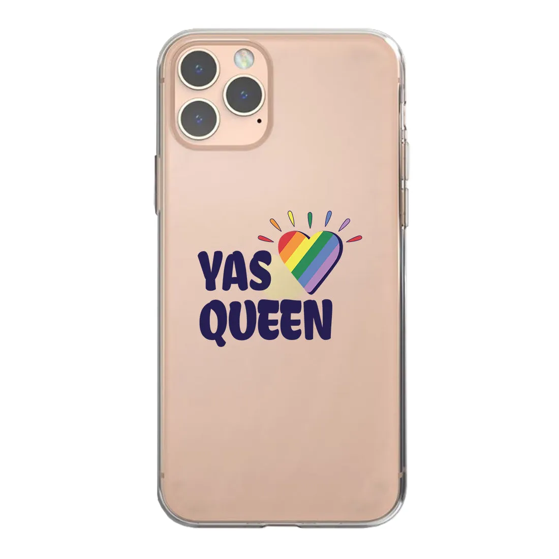 LGBT Yas Queen Rainbow Heart Clear Phone Case