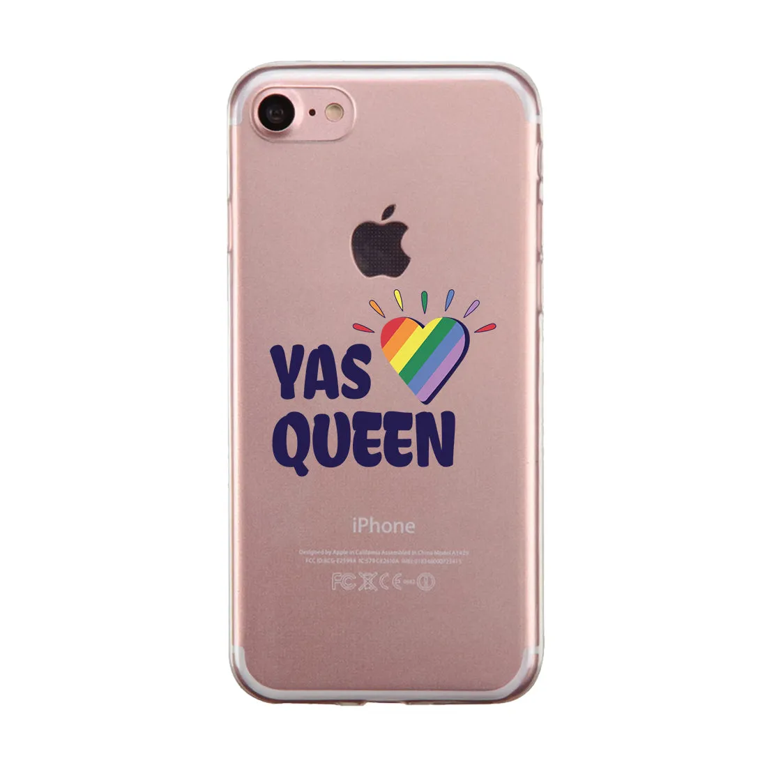 LGBT Yas Queen Rainbow Heart Clear Phone Case