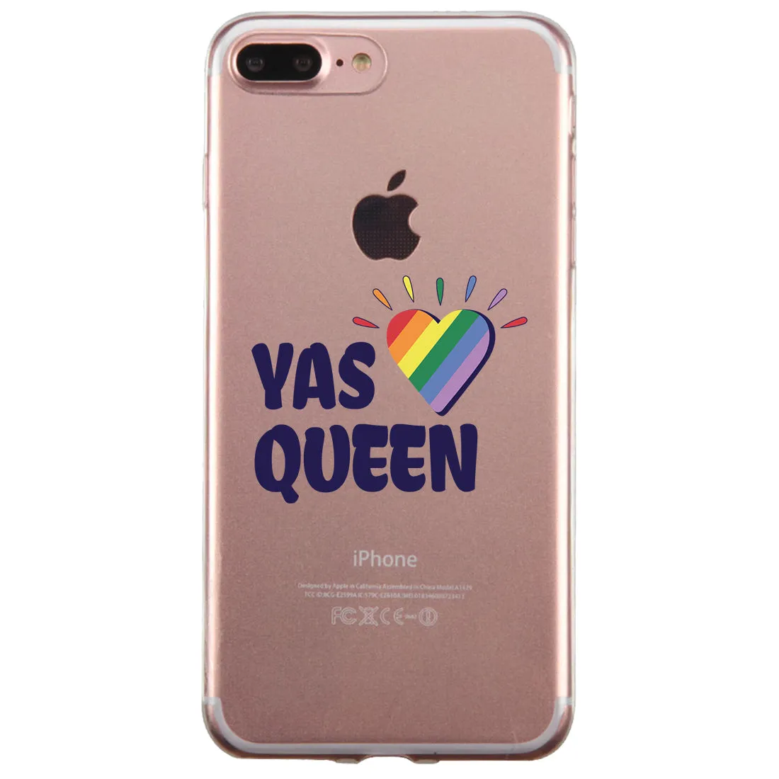 LGBT Yas Queen Rainbow Heart Clear Phone Case