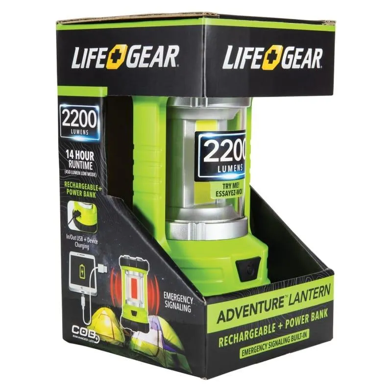 Life Gear USB Rechargeable 2200 Lumen Lantern & Power Bank