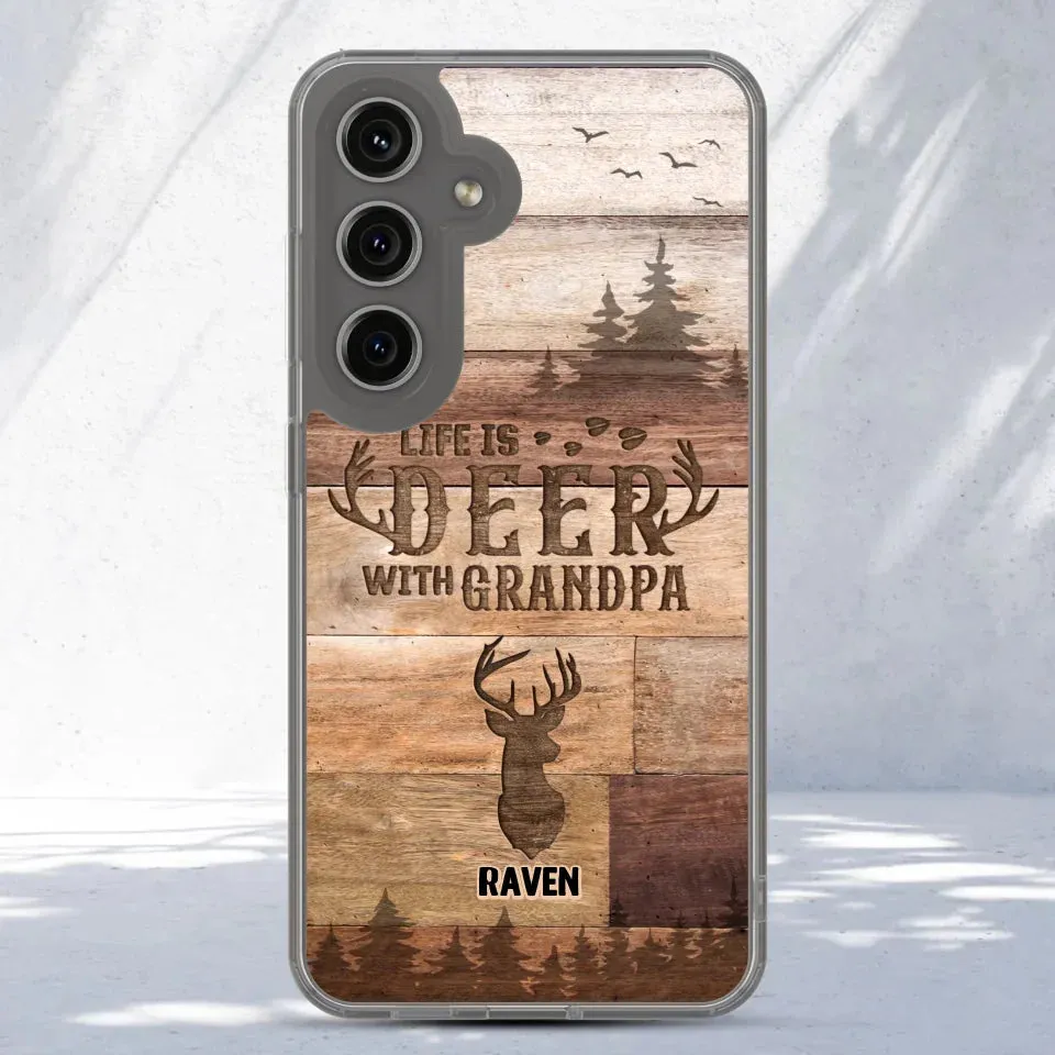 Life Is Deer - Custom Name - Personalized Gifts For Grandpa - Clear Phone Case