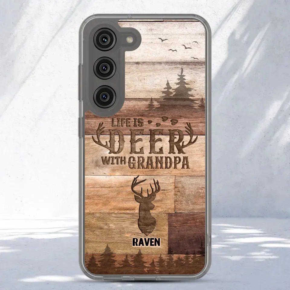 Life Is Deer - Custom Name - Personalized Gifts For Grandpa - Clear Phone Case