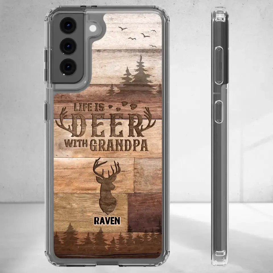 Life Is Deer - Custom Name - Personalized Gifts For Grandpa - Clear Phone Case