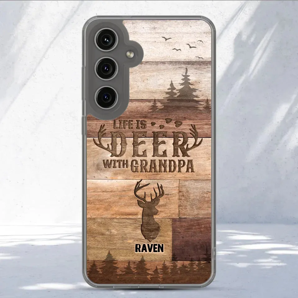 Life Is Deer - Custom Name - Personalized Gifts For Grandpa - Clear Phone Case