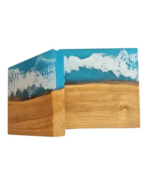 Light Wood Ocean Epoxy Coaster