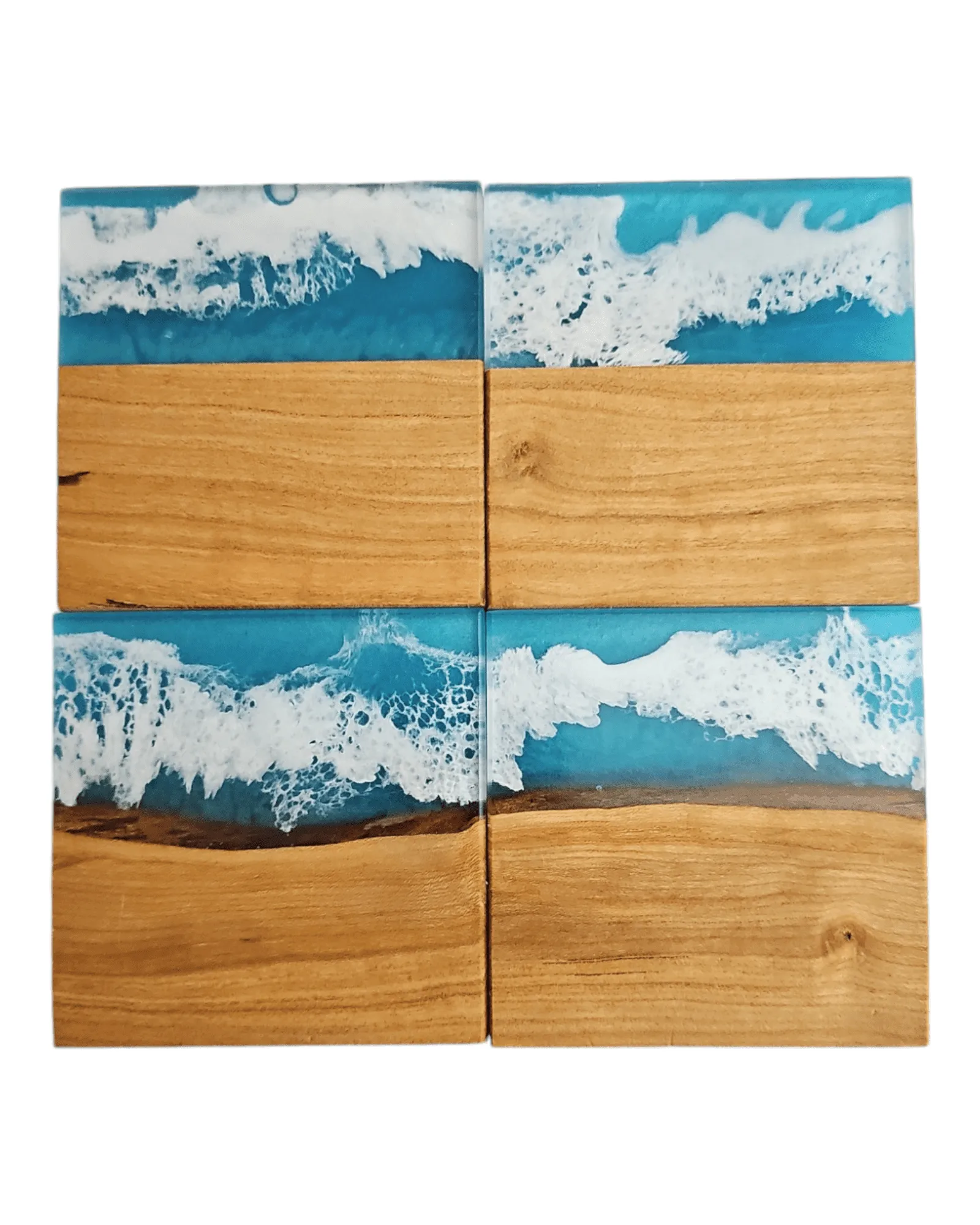 Light Wood Ocean Epoxy Coaster