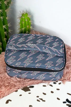 Lightning Leopard Travel Cosmetic Case