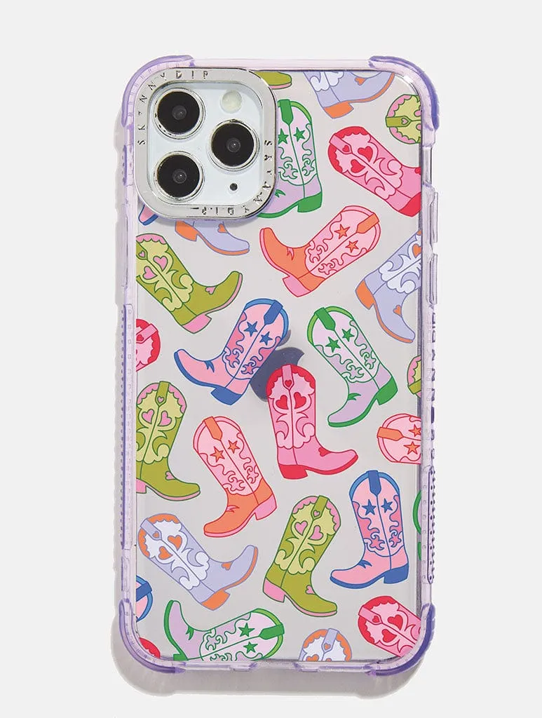 Lilac Cowboy Boot Repeat Shock iPhone Case