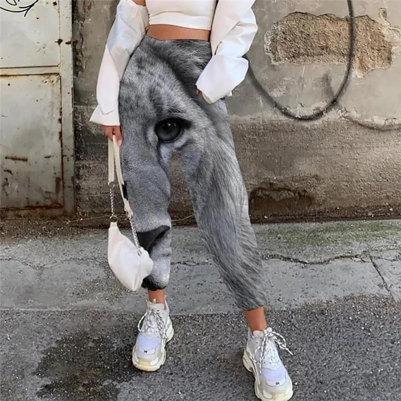 Lion Pants Women Animal High Waist Pants Anime Trouser Harajuku Casual Pant Street 3d Printed
