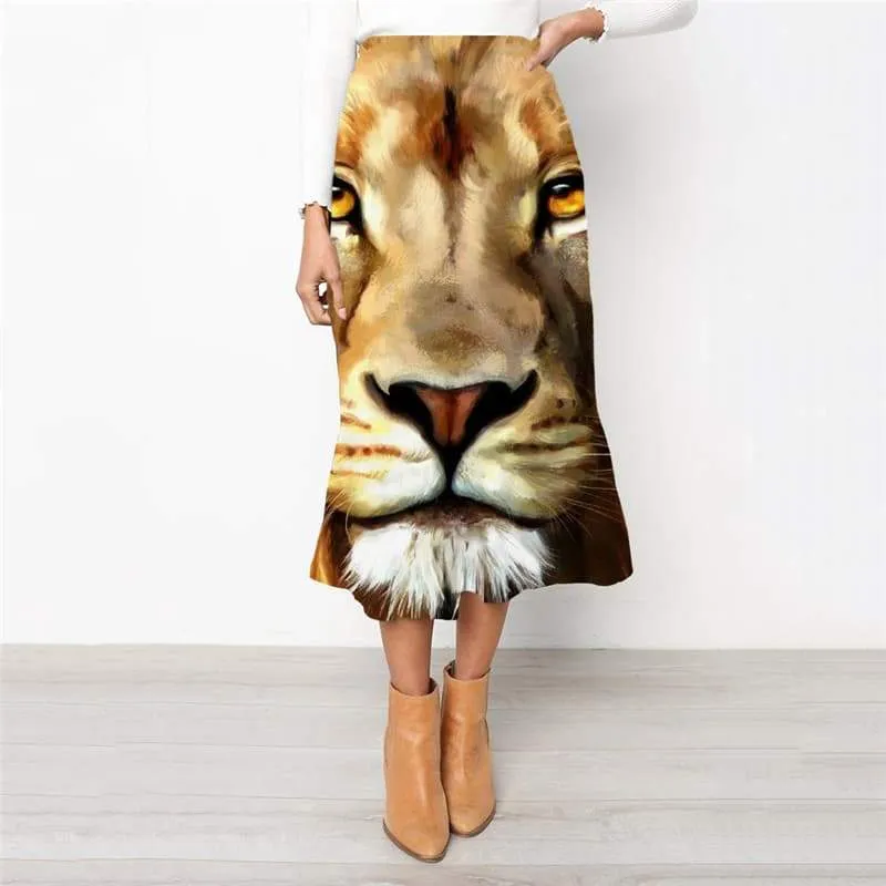 Lion Skirts Women Animal School skirt Anime Rock Frauen Street High waist skirts Harajuku Skirt Ladies