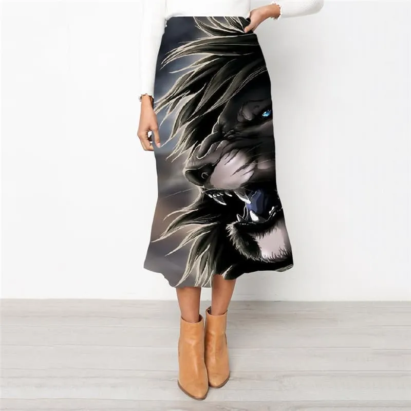 Lion Skirts Women Animal Skirt Ladies Anime Rock Frauen Street School skirt Harajuku High waist skirts