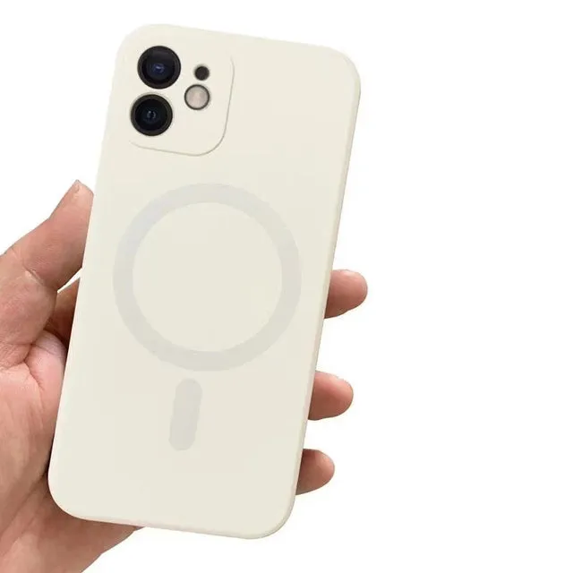Liquid Silicone Magnetic Case for iPhone 12 Pro Max 11Pro X Xs Xr 7 8 Plus 13 Mini Wireless Charger Magsafing Magnet Back Cover