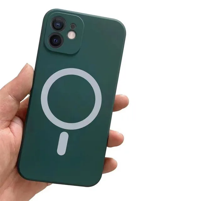 Liquid Silicone Magnetic Case for iPhone 12 Pro Max 11Pro X Xs Xr 7 8 Plus 13 Mini Wireless Charger Magsafing Magnet Back Cover