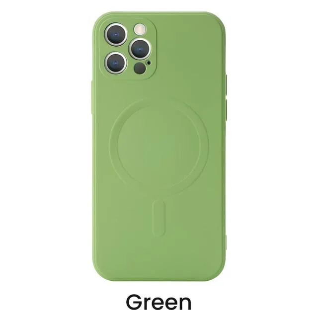 Liquid Silicone Magnetic Case for iPhone 12 Pro Max 11Pro X Xs Xr 7 8 Plus 13 Mini Wireless Charger Magsafing Magnet Back Cover