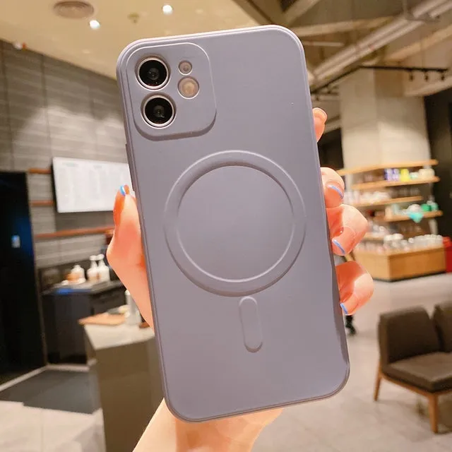 Liquid Silicone Magnetic Case for iPhone 12 Pro Max 11Pro X Xs Xr 7 8 Plus 13 Mini Wireless Charger Magsafing Magnet Back Cover