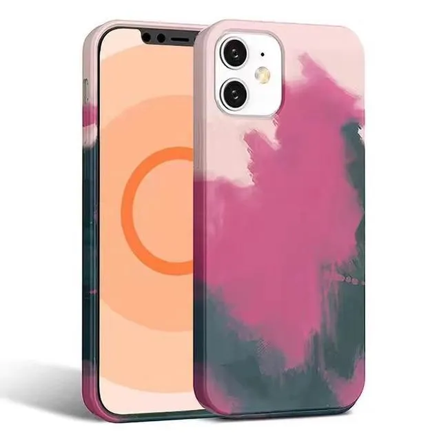 Liquid Silicone Watercolour MagSafe Phone Case For iPhone 12