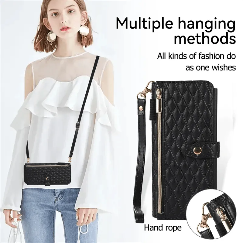 Long lanyard Flip Leather Phone Case