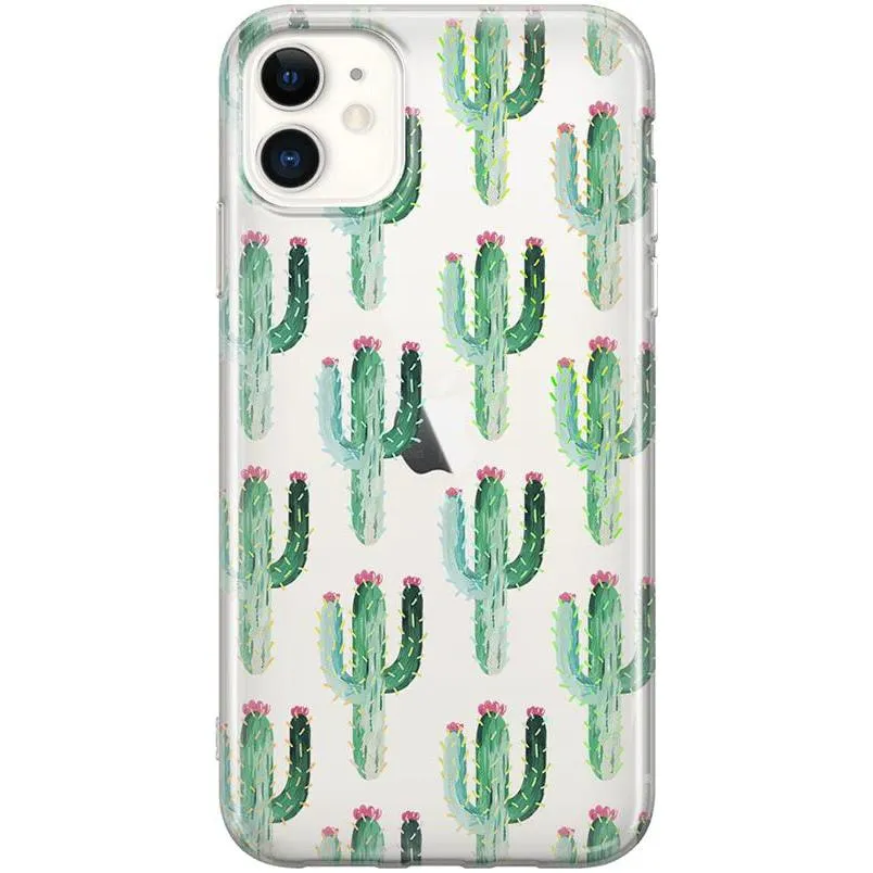 Lookin' Sharp | Cactus Patterned Clear Floral Case