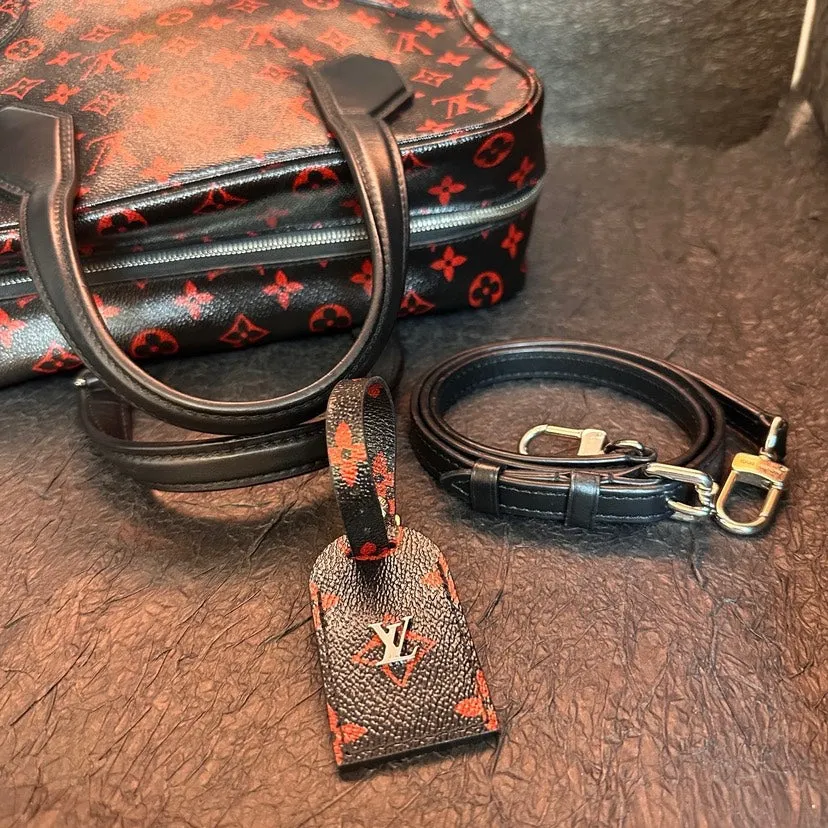 Louis Vuitton Dorabb Black Red Monogram Handbag