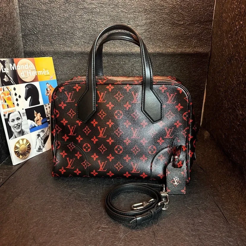 Louis Vuitton Dorabb Black Red Monogram Handbag