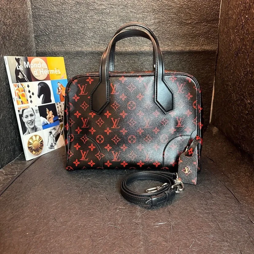 Louis Vuitton Dorabb Black Red Monogram Handbag