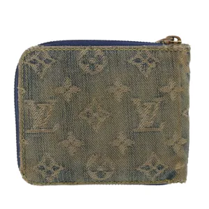 LOUIS VUITTON Monogram Denim Mini Zippy Wallet Wallet Blue M95342 LV Auth 44515