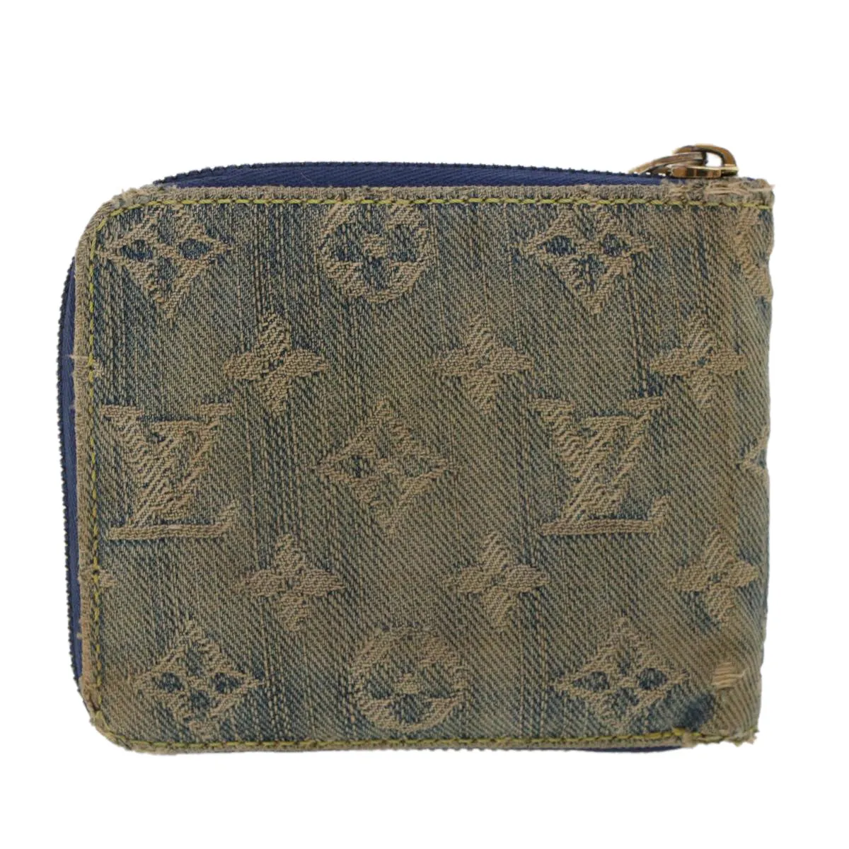 LOUIS VUITTON Monogram Denim Mini Zippy Wallet Wallet Blue M95342 LV Auth 44515