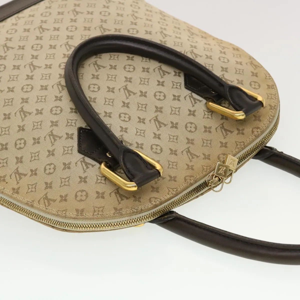 LOUIS VUITTON Monogram Mini Alma Haut Hand Bag Khaki M92203 LV Auth 44187