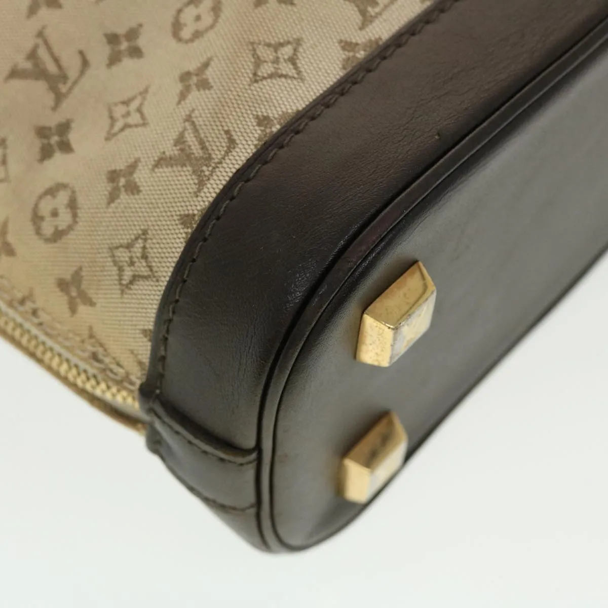 LOUIS VUITTON Monogram Mini Alma Haut Hand Bag Khaki M92203 LV Auth 44187