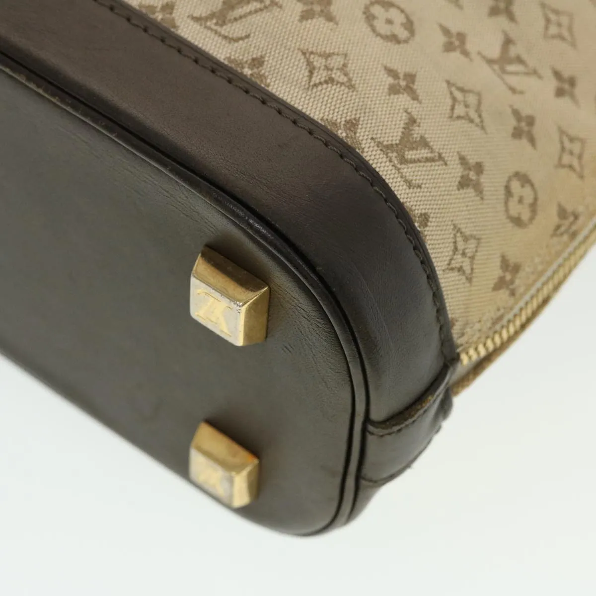 LOUIS VUITTON Monogram Mini Alma Haut Hand Bag Khaki M92203 LV Auth 44187