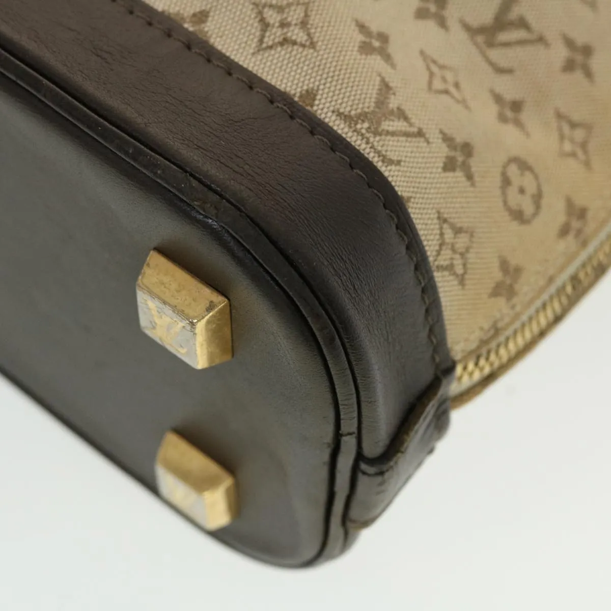 LOUIS VUITTON Monogram Mini Alma Haut Hand Bag Khaki M92203 LV Auth 44187