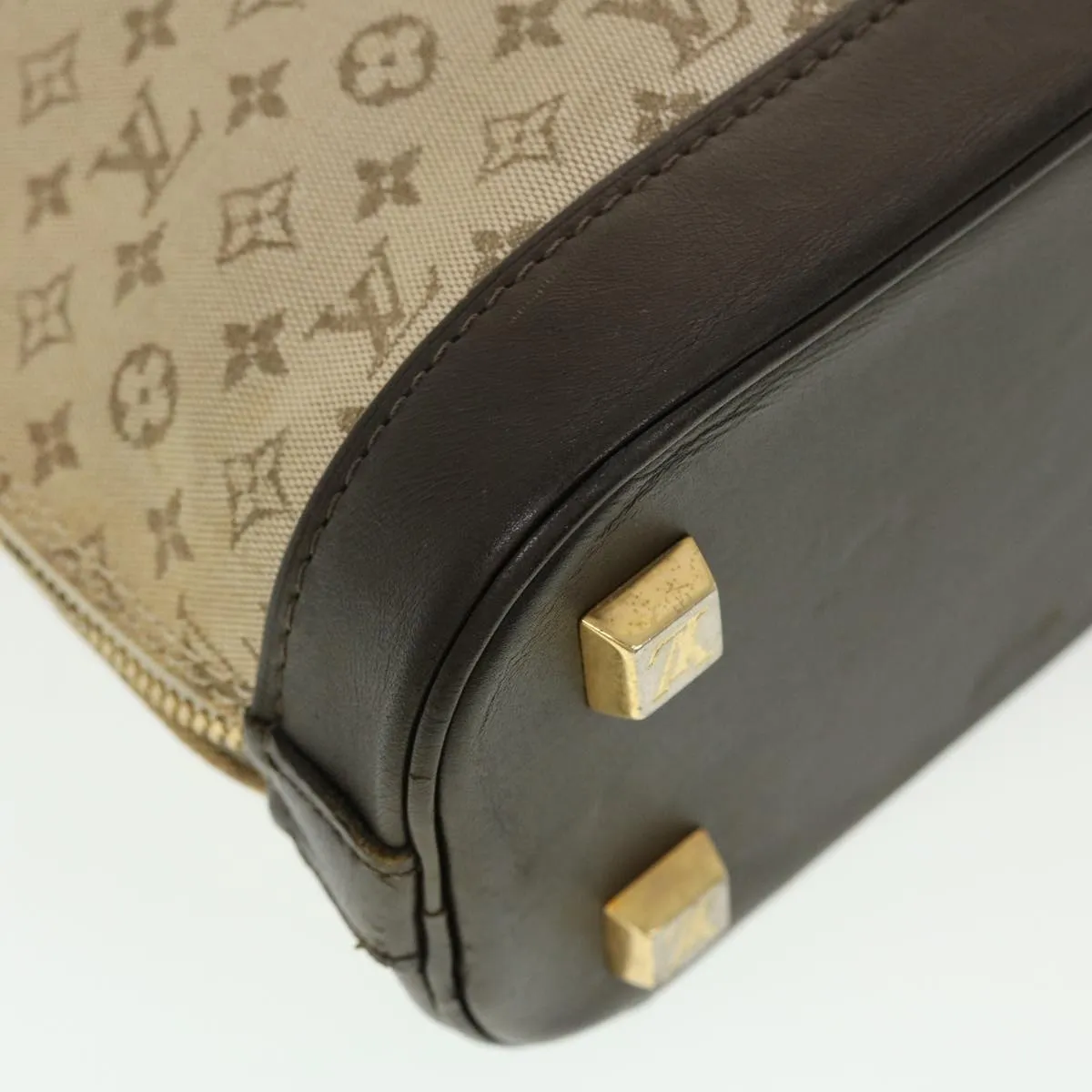 LOUIS VUITTON Monogram Mini Alma Haut Hand Bag Khaki M92203 LV Auth 44187