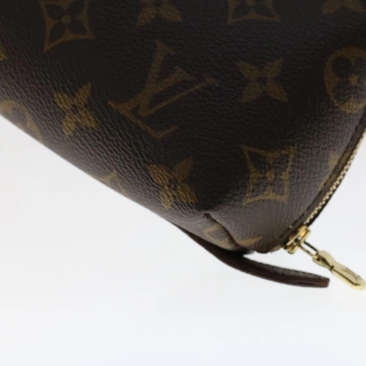 LOUIS VUITTON Monogram Trousse Demi Ronde Cosmetic Pouch M47520 LV Auth 49972