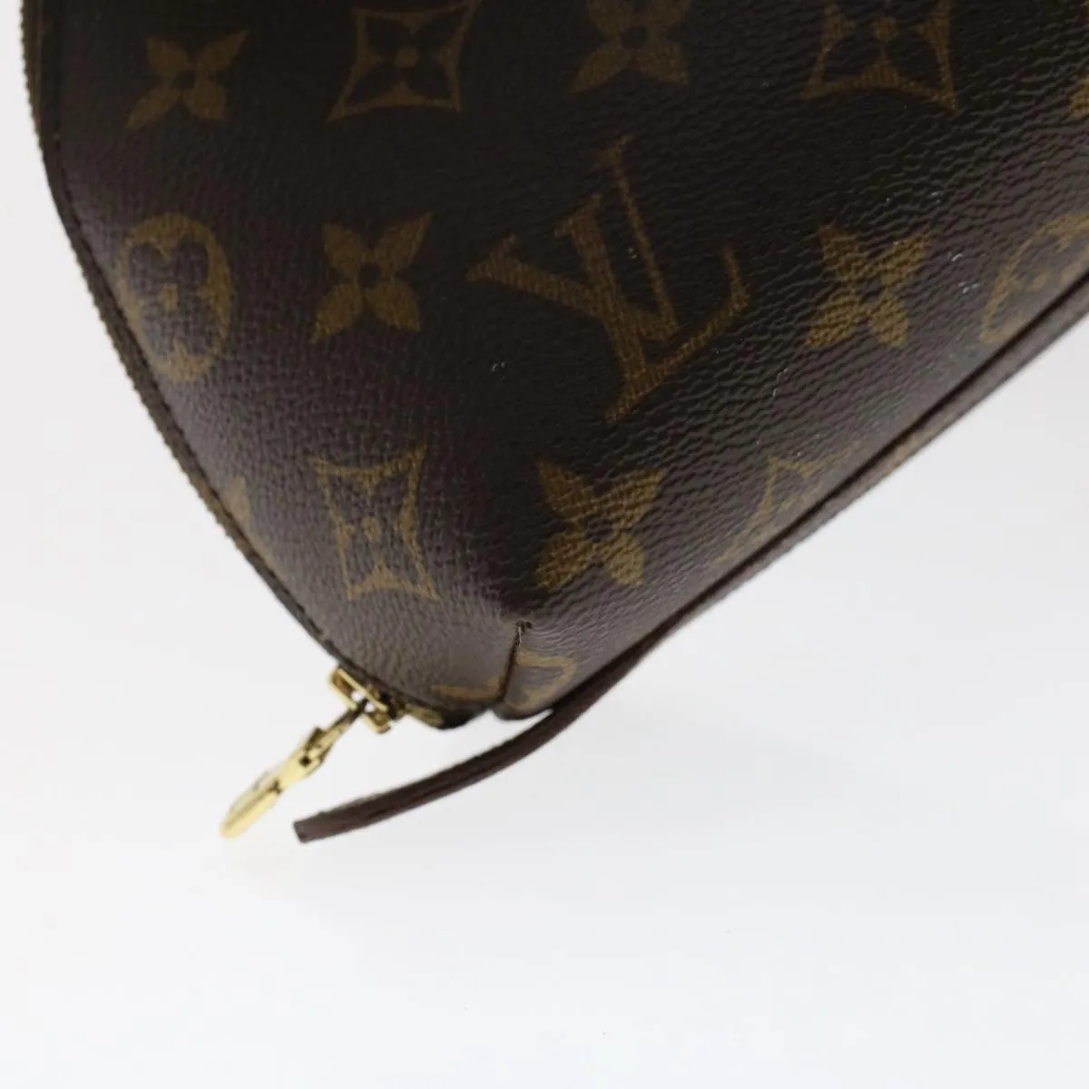 LOUIS VUITTON Monogram Trousse Demi Ronde Cosmetic Pouch M47520 LV Auth 49972