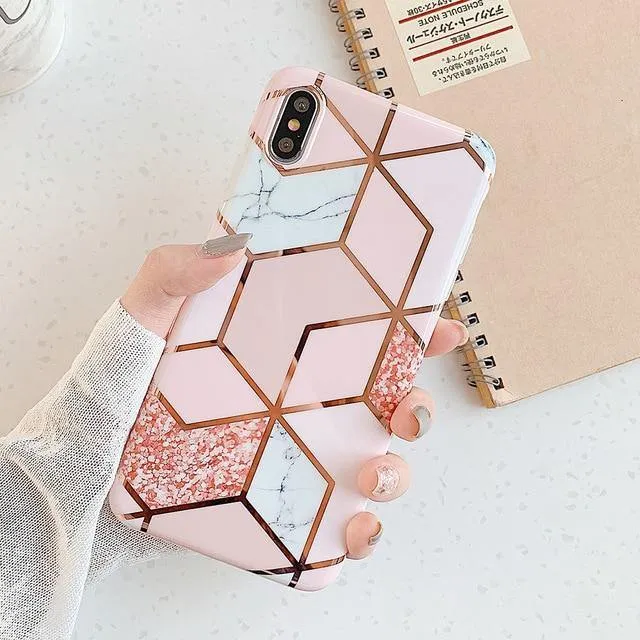 LOVECOM Geometric Marble Phone Cases For iPhone