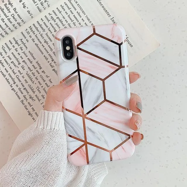 LOVECOM Geometric Marble Phone Cases For iPhone