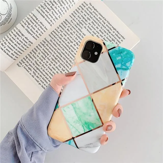 LOVECOM Geometric Marble Phone Cases For iPhone