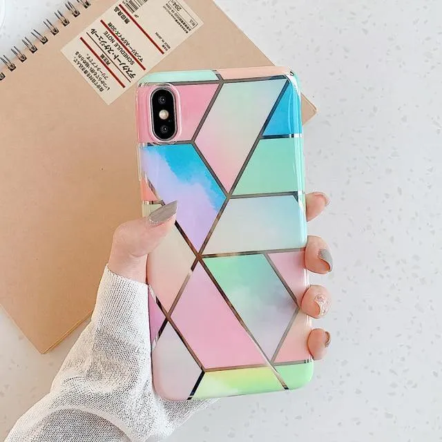 LOVECOM Geometric Marble Phone Cases For iPhone