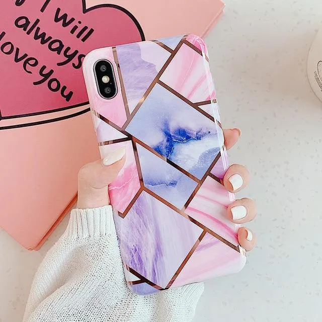 LOVECOM Geometric Marble Phone Cases For iPhone