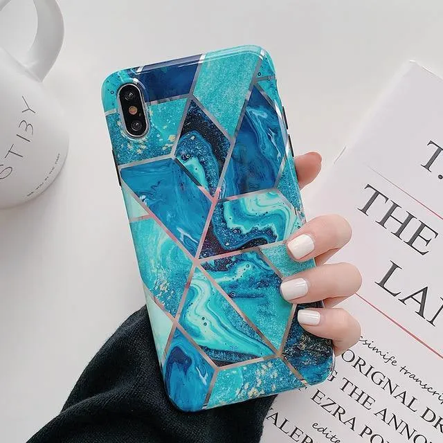 LOVECOM Geometric Marble Phone Cases For iPhone