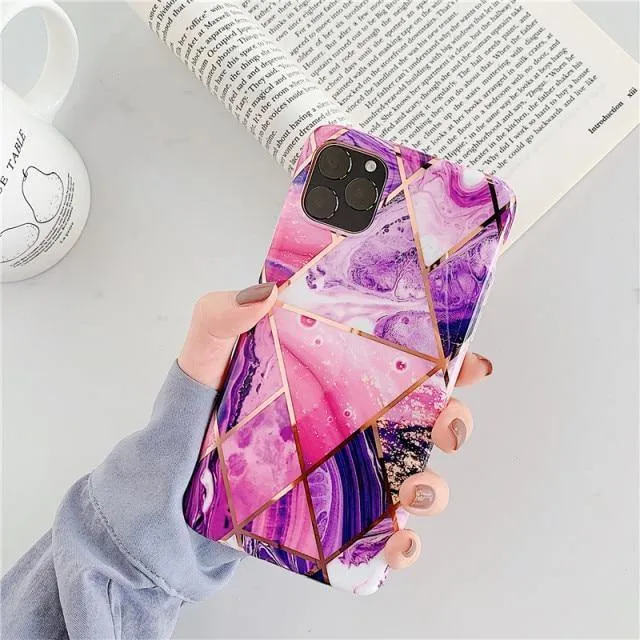 LOVECOM Geometric Marble Phone Cases For iPhone