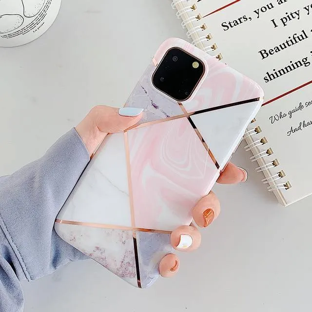 LOVECOM Geometric Marble Phone Cases For iPhone