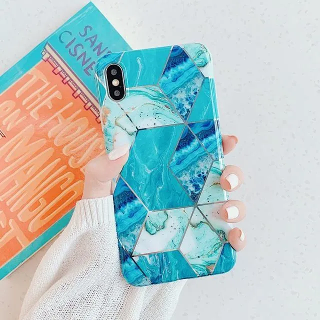 LOVECOM Geometric Marble Phone Cases For iPhone