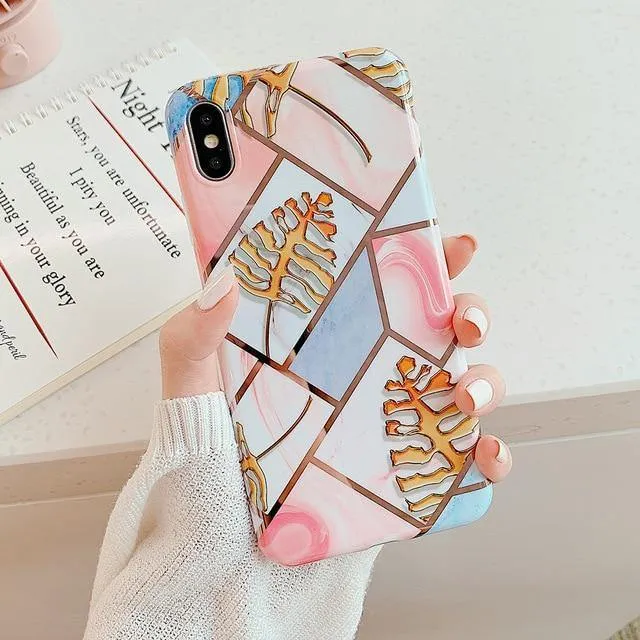 LOVECOM Geometric Marble Phone Cases For iPhone