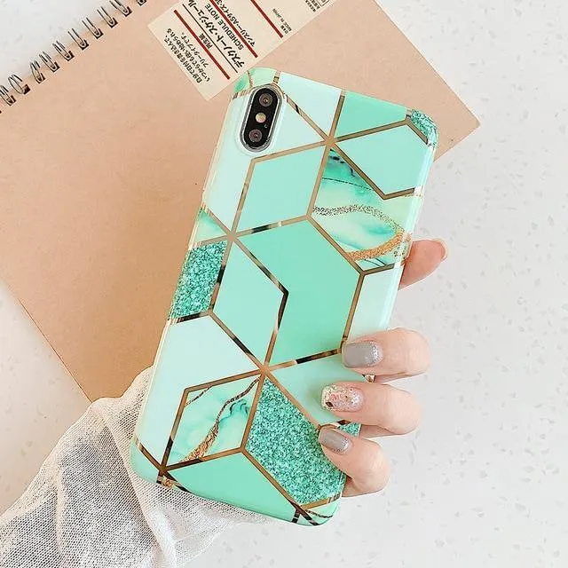LOVECOM Geometric Marble Phone Cases For iPhone