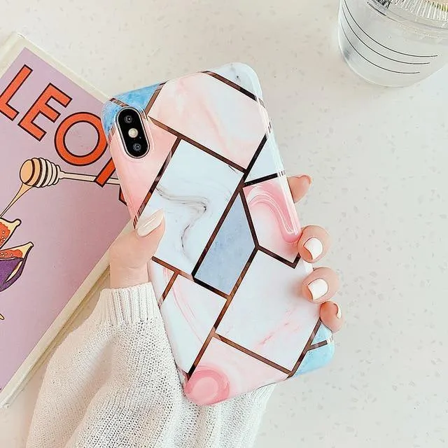 LOVECOM Geometric Marble Phone Cases For iPhone