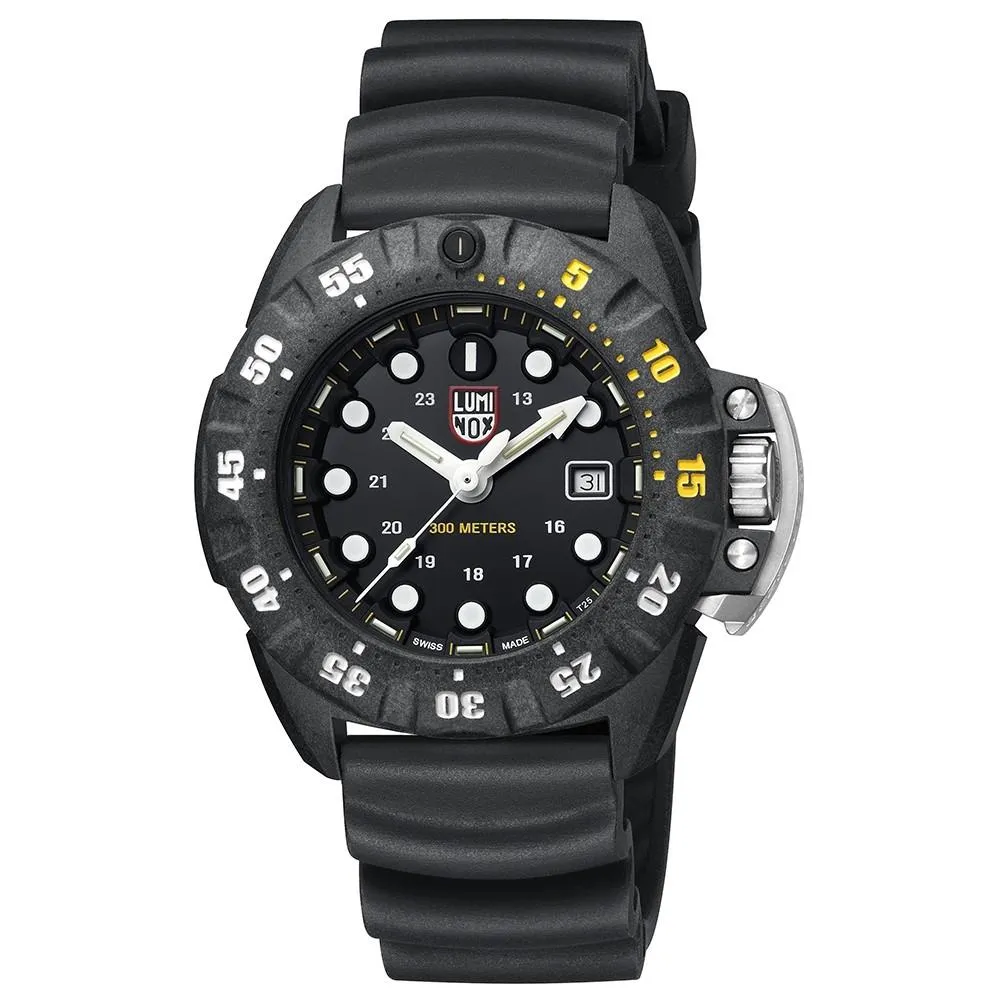 Luminox Men's Deep Dive Carbonox 1550 Series Black Rubber Strap Black Analog Dial Quartz Watch - XS.1555
